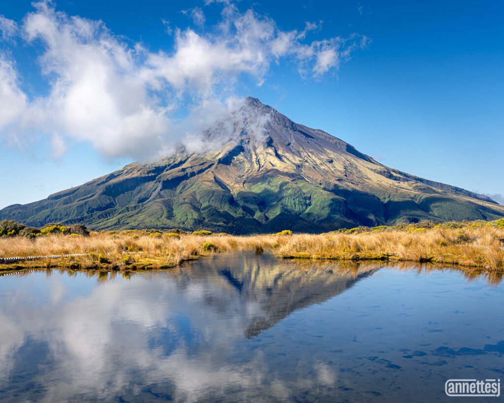 Mount Taranaki reflected in Pouakai Tarn