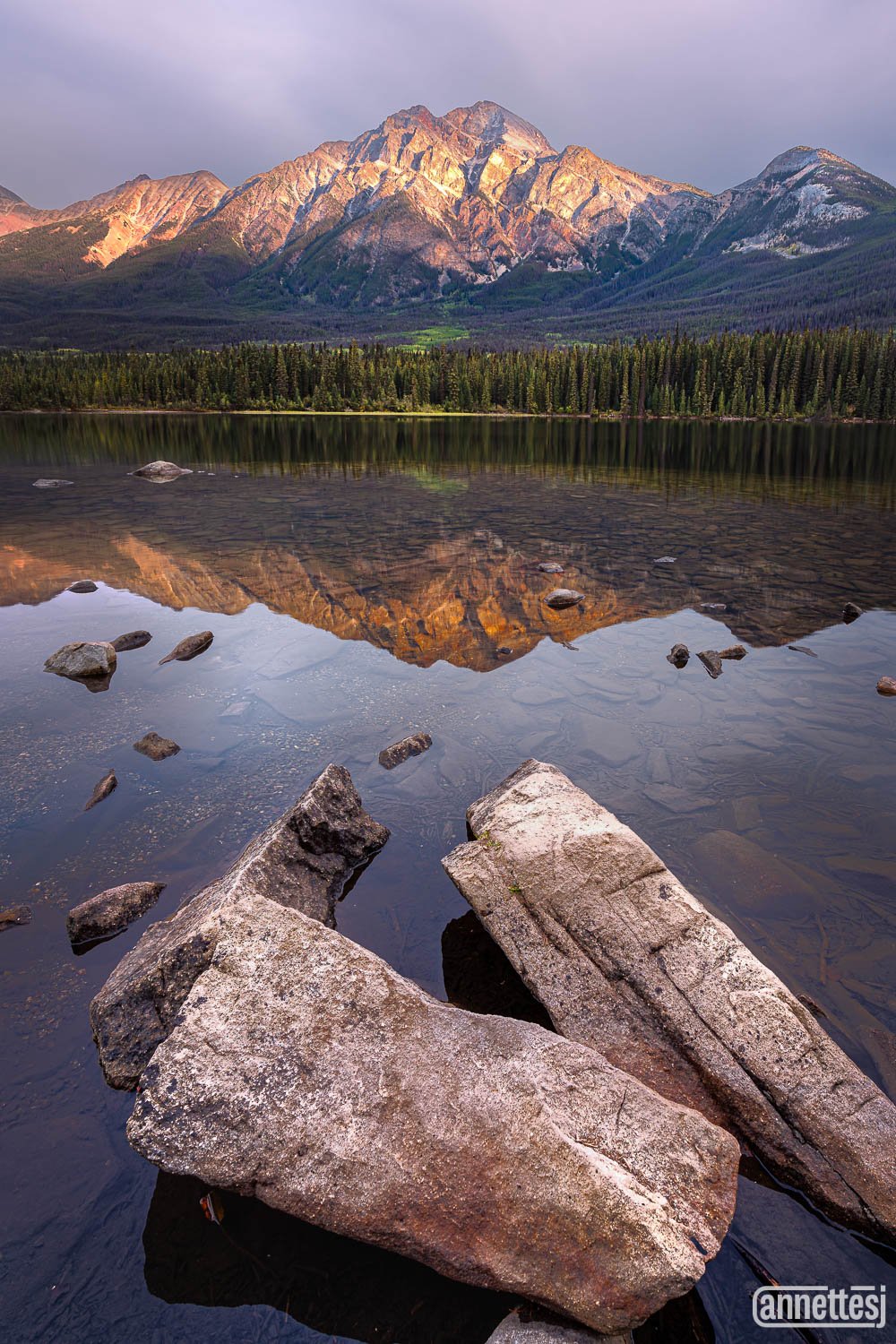 Landscape photography prints for sale of Pyramid Mountain and Pyramid Lake