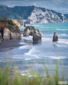 Three Sisters on the New Zealand coast