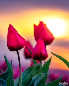 Flower wall art of red tulips