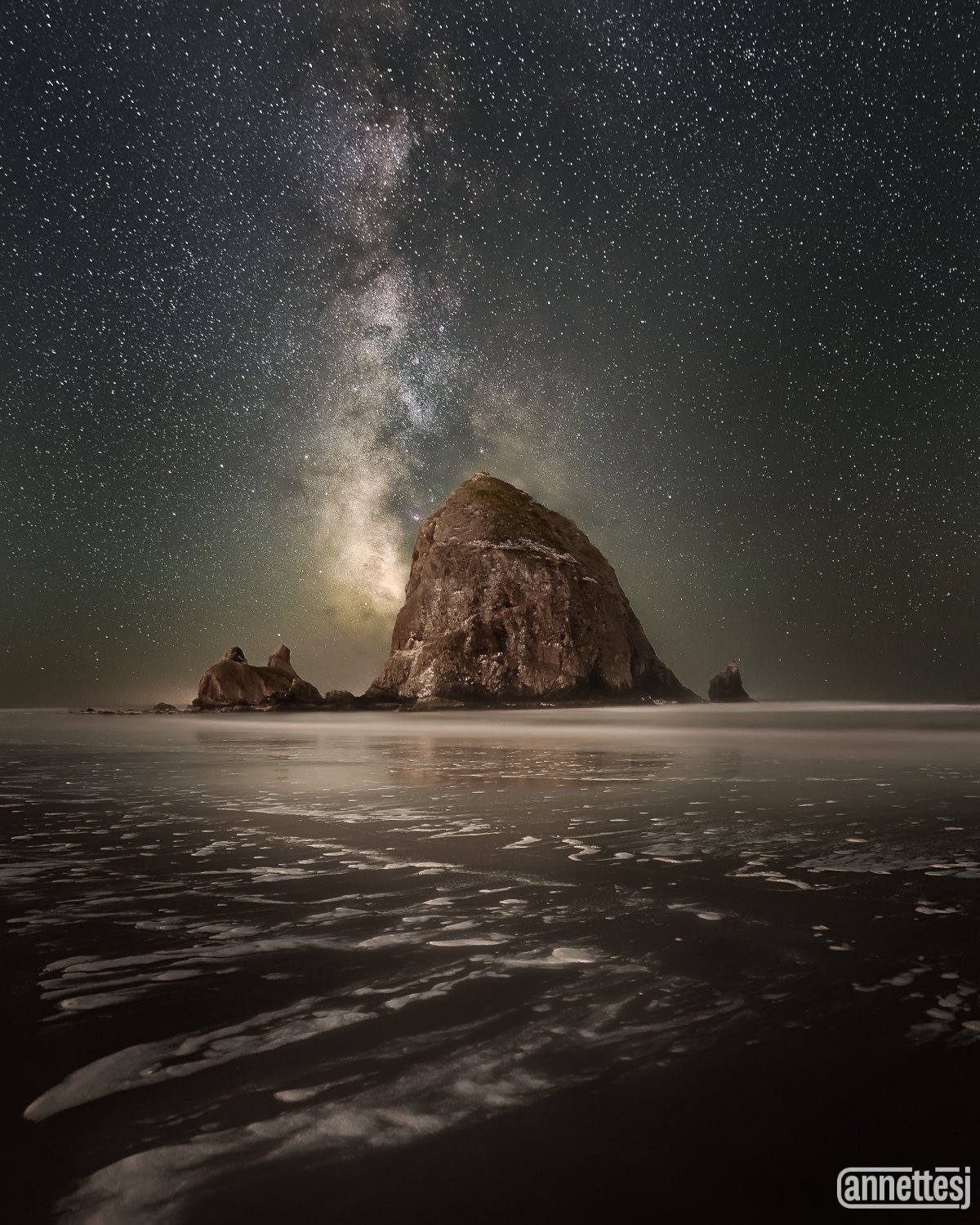 Landscape Photos for Sale of the Milky Way at Haystack Rock, Cannon Beach