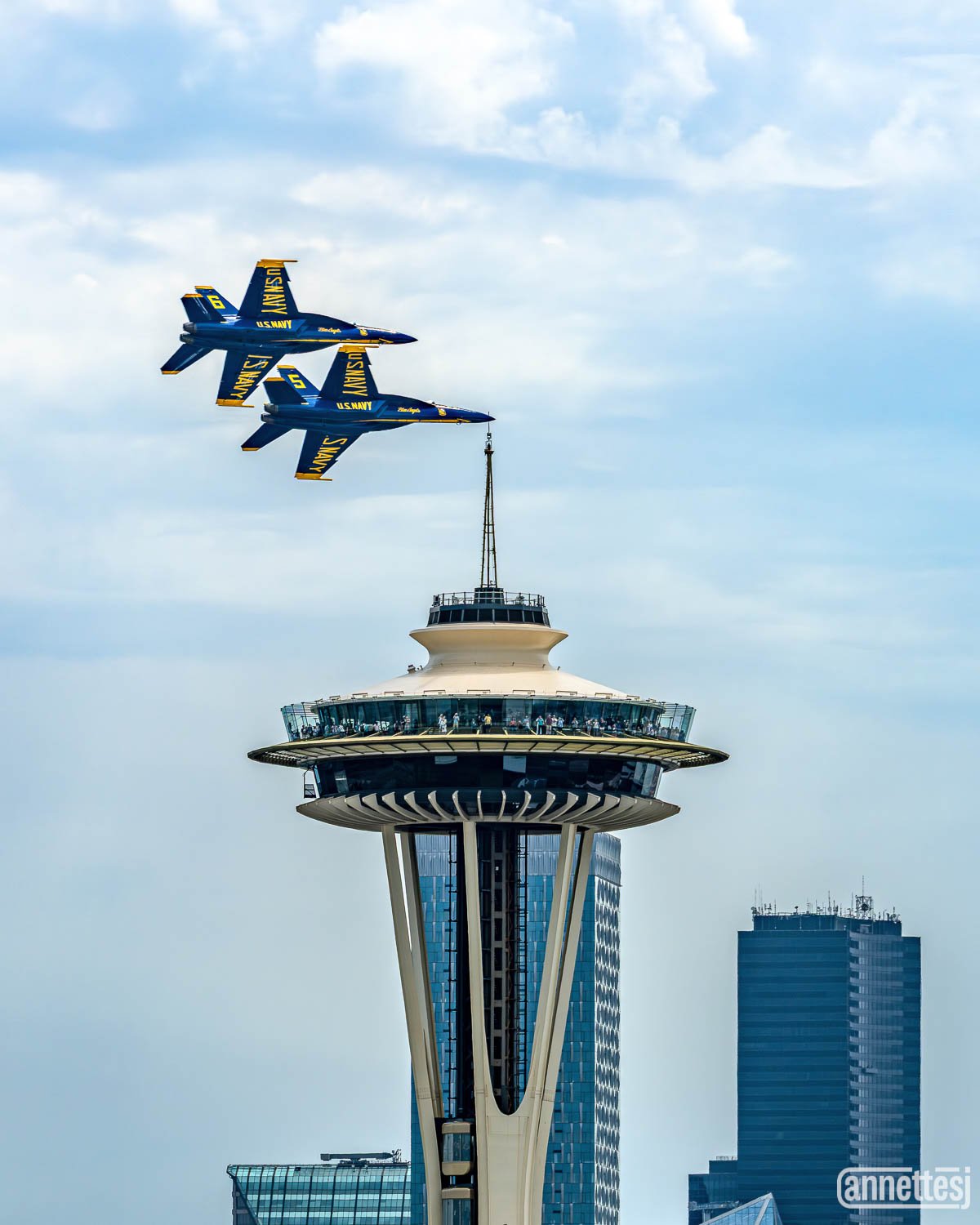 Seattle photography of Blue Angels and Space Needle