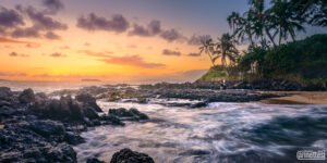 At sunset on a Maui beach